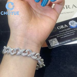 Factory Price 925 Sterling Silver 10MM <b>Infinity</b> Moissanite Cuban Link Bracelet Iced Out Jewelry for Men Pass Diamond Test GRA - Product Image 2
