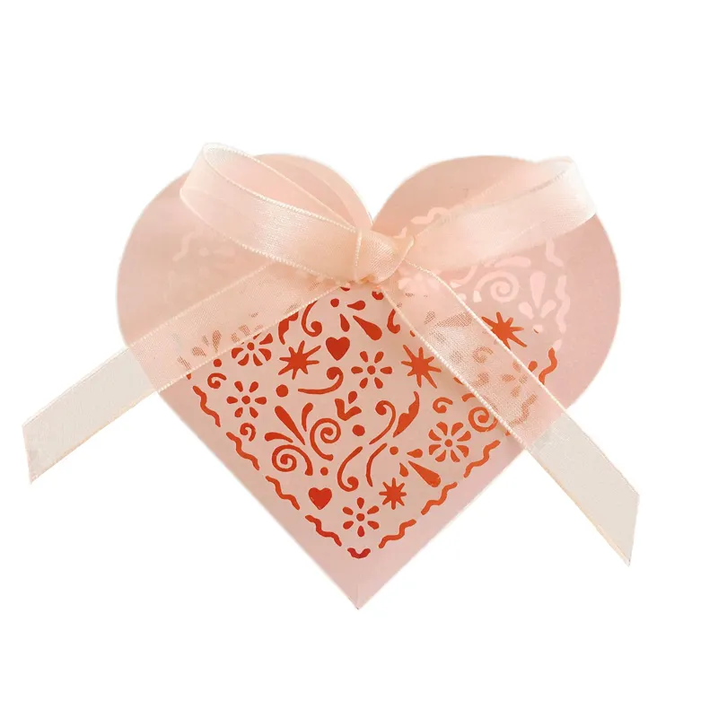 ZL toptan romantik kalp şeklinde katlanabilir küçük şerit evlilik hediye kutusu sevgililer günü ve düğün favor