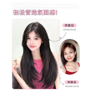 Extensions de cheveux une pièce pour femmes, lisses, densité 200 %, en fibre Kanekalon, invisibles, sans couture, volumineuses et épaississantes - Product Image 3