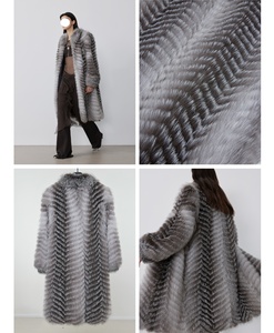 <span class=keywords><strong>Pelliccia</strong></span> <span class=keywords><strong>di</strong></span> volpe argentata da donna <span class=keywords><strong>di</strong></span> lusso con collo alto naturale in vera <span class=keywords><strong>pelliccia</strong></span> calda e traspirante foderata in seta - Product Image 3