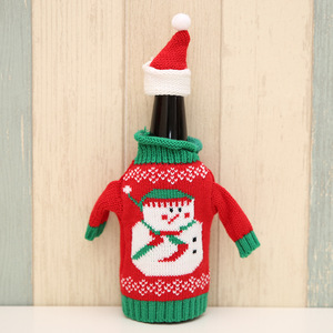 Tissu <span class=keywords><strong>de</strong></span> décoration <span class=keywords><strong>de</strong></span> noël tricoté vin couvercle <span class=keywords><strong>de</strong></span> bouteille <span class=keywords><strong>de</strong></span> bière avec chapeau - Product Image 4