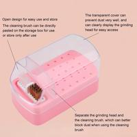 Boîte de rangement pour forets à ongles 2-en-1 avec 30 trous Brosse de nettoyage Manucure Salon Support de tête de meulage Display Nail Art Accessory