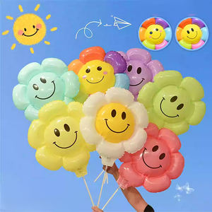 Nouveauté 2026, Meilleure vente : Ballon <span class=keywords><strong>en</strong></span> aluminium simple <span class=keywords><strong>en</strong></span> forme de marguerite, <span class=keywords><strong>tour</strong></span> de tournesols, pétales colorés à visage souriant, 16 pouces, pour fête d'anniversaire d'enfants - Product Image 1