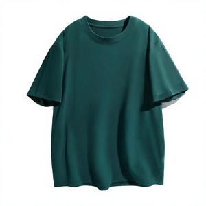 T-shirt Homme Oversize Manches Courtes Vert Uni en Coton Jersey Col Rond Coupe Décontractée Longueur Standard Style Épaules Tombantes - Product Image 4