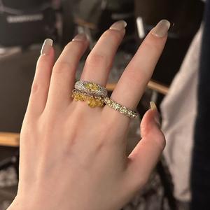 Anillo de Plata Pura S925 con Incrustaciones de Diamantes Amarillos de Alta Calidad, Diseño de Círculo Completo, Joyería de Lujo - Product Image 5