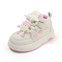 Chaussures de sport pour enfants au design de dessin animé, vente en gros, baskets décontractées blanches mi-hautes pour garçons et filles, antidérapantes avec fermeture Velcro