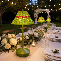 Lampe de table LED sans fil en bambou et fer, tressée à la main, élégante, pour centre de table de mariage, décoration de table de réception et de banquet sur scène principale