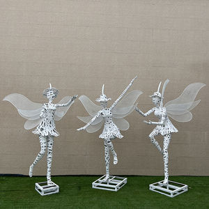 Figura de Hada de acero inoxidable personalizada, escultura para jardín, hotel, decoraciones creativas al aire libre - Product Image 5