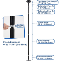 Kit de poteau de danse statique professionnel de 10FT avec extensions poteau de décapant en acier inoxydable pour fitness à domicile