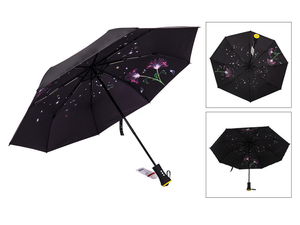 Parapluie pliant automatique multifonctionnel coupe-vent avec panneau solaire, batterie, musique et chargeur USB intégré - Product Image 2