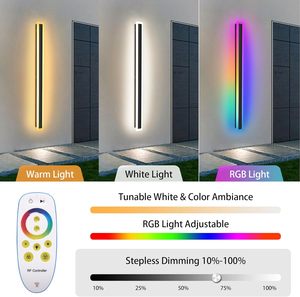 Outdoor WiFi APP Control LED Square Long Strip Wall <b>Light</b> IP65 Waterproof RGB for Porch & Garden - Product Image 2
