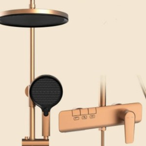 Ensemble <span class=keywords><strong>de</strong></span> douche mural au design moderne et épuré, finition chromée brossée, avec barre coulissante, sans douchette supérieure, pour projets hôteliers et petits appartements, avec mitigeur à <span class=keywords><strong>bouton</strong></span> - Product Image 6