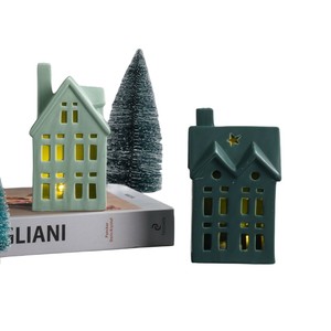 Centre De Table Sapin De Noël Père Noël 19,6 X 3 X 23 Cm Céramique