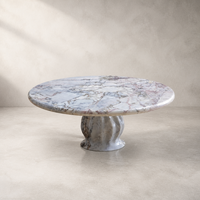 Table basse moderne en marbre blanc naturel, style éléphant, avec piétement colonne cannelé, pour salon, vente en gros