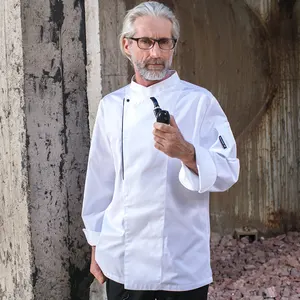 CHECKEDOUT Veste de chef unisexe blanc-noir idéal pour les vêtements de travail Uniforme de chef de qualité et manteau de chef de cuisine