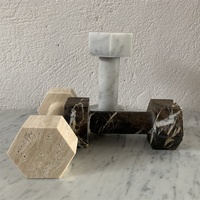 Haltère en marbre travertin beige sculpté à la main pour l'entraînement