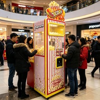 Distributeur automatique de pop-corn commercial avec écran LCD tactile, paiement par pièces/sans espèces, construction en acier thermolaqué