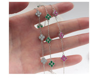 Nouveau bracelet en zircon à quatre feuilles et cinq fleurs, plaqué or 18 carats, bijoux, bracelet trèfle à quatre feuilles pour femmes