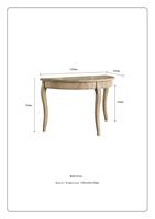 Table console en bois massif de style français W5821, 3 pieds, design demi-lune, antique, 120x60x76cm, pour ferme, villa, appartement, hôtel, salon