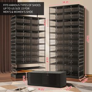 Meuble à chaussures rectangulaire pliable en plastique à double rangée, installation gratuite, design moderne, gain de place, grande capacité - Product Image 3