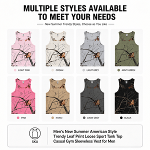เสื้อกล้ามลายพรางสีชมพูสำหรับผู้ชาย ขายส่ง ผ้าคอตตอนผสมโพลีเอสเตอร์ 315 กรัม เสื้อกีฬาแขนกุด พิมพ์ลายแบบรีดร้อน เสื้อสตรีทแวร์ - Product Image 5