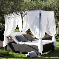 Sofa Daybed Bambu untuk Luar Ruangan, Halaman, Taman, Balkon, Pantai, Vila, Resort, Minimalis Modern, Nyaman, Tahan Cuaca