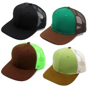 Iklan produsen Gorras OEM topi Baseball bordir dapat diatur topi Trucker jala solid kustom topi