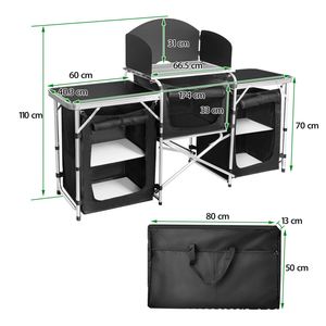 Table de camping pliante multifonctionnelle en alliage d'aluminium moderne pour l'extérieur, boîte de rangement portable - Product Image 2