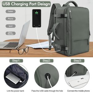 Mochila de Viaje Multifuncional con Puerto de Carga USB, Diseño Aprobado para Vuelos, Gran Capacidad y Respaldo Cómodo - Product Image 3