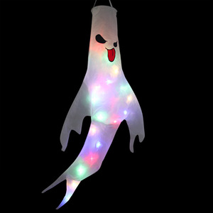 Halloween LED suspendus fantôme festif Windsocks décor lieu mise en page accessoires suspendus chaîne lumières colorées décoration extérieure - Product Image 5