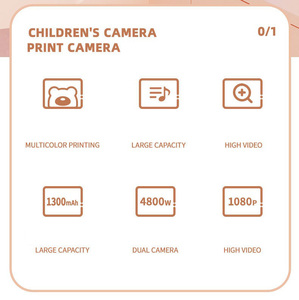 กล้องถ่ายรูปเด็ก D103 พร้อมเครื่องพิมพ์ความร้อนในตัว พิมพ์ภาพสีทันที สำหรับเด็กชายและเด็กหญิง - Product Image 2