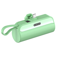 Power Bank OEM Mini 5000mAh Pengisian Cepat dengan Kabel Tipe-C & Tali Gantungan Terintegrasi - Pengisi Daya Portabel untuk iPhone & Ponsel Android