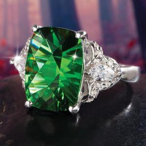Anello con cristallo verde per donna, elegante anello da cocktail party, accessori per abiti - Product Image 2