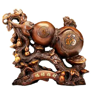 2023 Harz Handwerk Holz Wu Lou Hu Lu Feng Shui Ornament Home Decoration Kürbis Skulptur Kürbis Statue