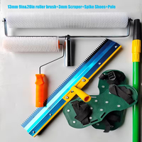 Kit d'outils professionnel pour ciment autonivelant DIY, rouleau à pointes pour sols en époxy, chaussures à pointes de construction, raclette en acier inoxydable