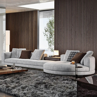 Modernes Italienisches Leder-Sofa-Set in U-Form mit Holz, Europäisches Design, Luxuriöse Große Weiße Couch für das Wohnzimmer