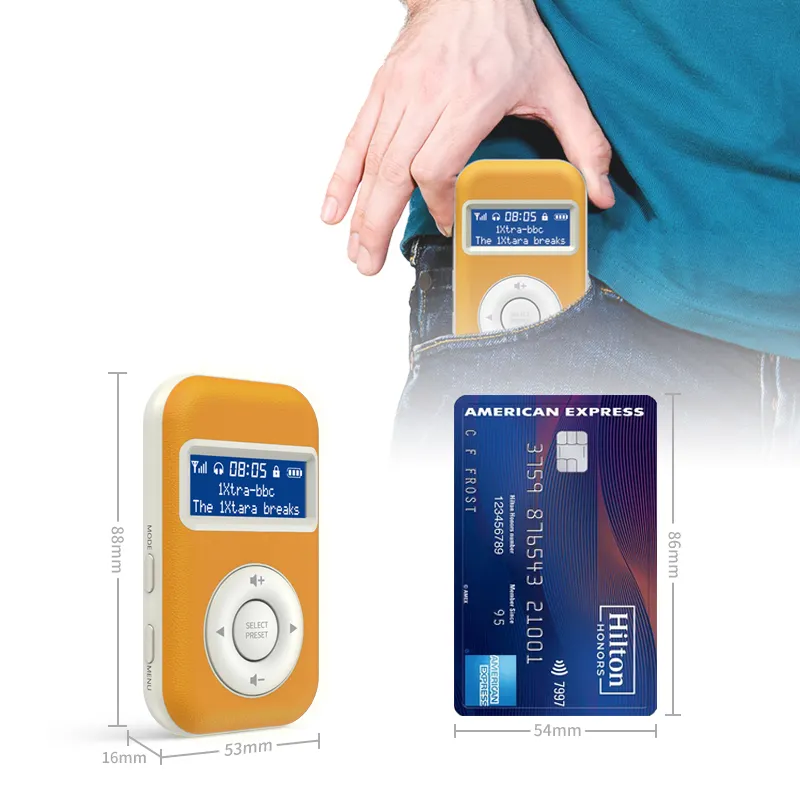 10 Stunden Playtime Mini Pocket Portable Radio mit tragbarem DAB/DAB/FM Digital Radio Radio