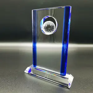 New golf crystal awards trophy with colorful edges