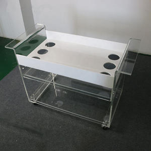 4 पहियों के साथ ओम फैक्टरी ऐक्रेलिक ल्युलाईट सेवारत गाड़ी भोजन कक्ष या होटल के लिए 4 पहियों के साथ आधुनिक डिजाइन भंडारण ट्रॉली - Product Image 4