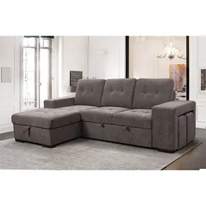 Lusso moderno tessuto di lino 2 posti chaise soggiorno divano divano ad angolo divano letto estraibile con servizi personalizzati