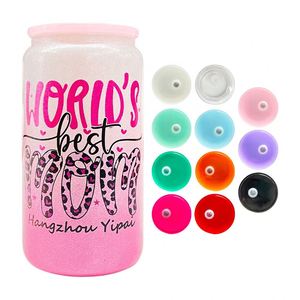 Tapa de PP a prueba de humedad con logotipo personalizado para latas de vidrio de 12 oz, 15 oz y 16 oz (tipo globo de nieve) - Product Image 4