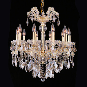 Stainless Steel <b>Chandelier</b> E26 Bulb Base 3500K Warm White LED Living Room Pendant Light with Gold Body Adjustable Height Mounted - Product Image 3