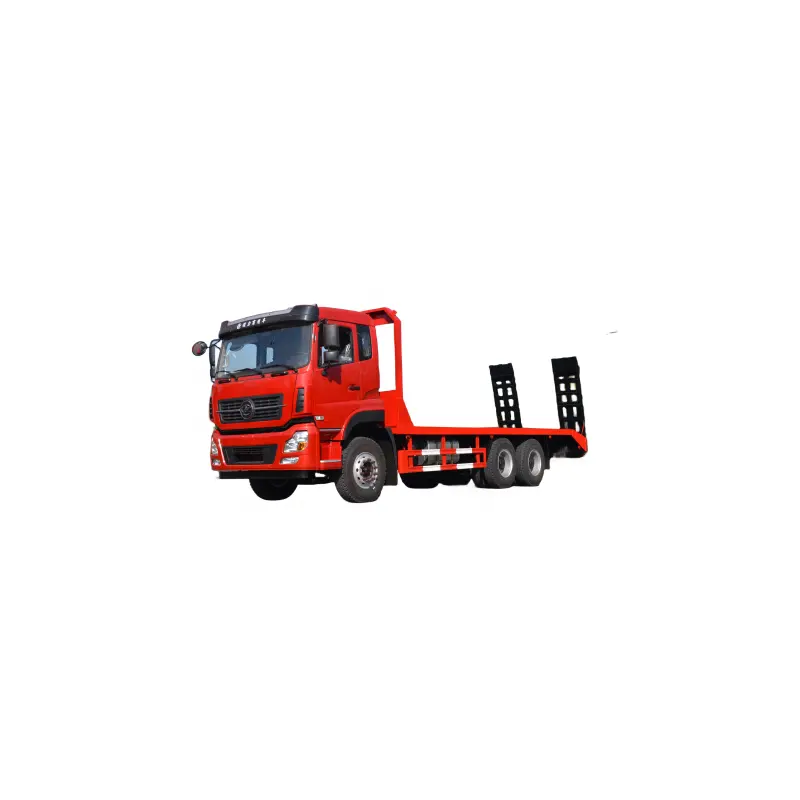 6x4 merek Cina 25 ton rendah flatbed truk penggali roller konstruksi mesin transportasi truk derek penghancur