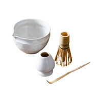 Ensemble de matcha en céramique avec logo personnalisé, bol japonais Chawan avec bec verseur, fouet en bambou Chasen, kit de cérémonie du matcha traditionnel OEM