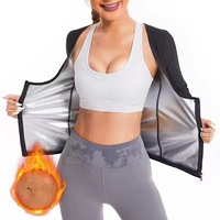 Tank Top Kompresi Ramah Lingkungan untuk Wanita, Baju Sauna Berkerudung Pelangsing Tubuh dengan Ritsleting, Penyangga Pinggang (Serat Poliester)