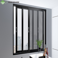 Ventanas y Puertas Corredizas Plegables de Madera con Marco Anodizado Clearview 2023, Resistentes a Huracanes, Doble Acristalamiento Templado, para Exteriores de Hoteles