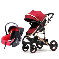 Poussette Landau pour bébé avec siège d'auto Poussette légère Poussette pliante 3 en 1 Système de voyage Chariot pour bébé pour nouveau-nés
