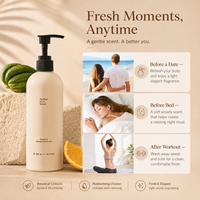 Sabun Mandi Melembapkan OEM ODM 300ml Gel Mandi Wangi Ekstrak Lidah Buaya Ginseng Camellia untuk Kulit Kering Sensitif Kemasan Organik