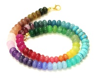 Kalung Manik-manik Pelangi Zooying, Kuarsa Warna-warni, Bulat Halus, Batu Permata Berwarna-warni, DIY, Kalung Batu Alam Kustom