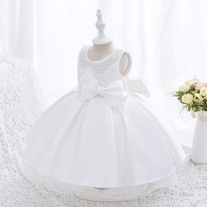 Yoliyolei CF1023公主裙可爱缎面蝴蝶结女孩珍珠彼得潘领婚礼派对儿童生日派对礼服 - Product Image 5
